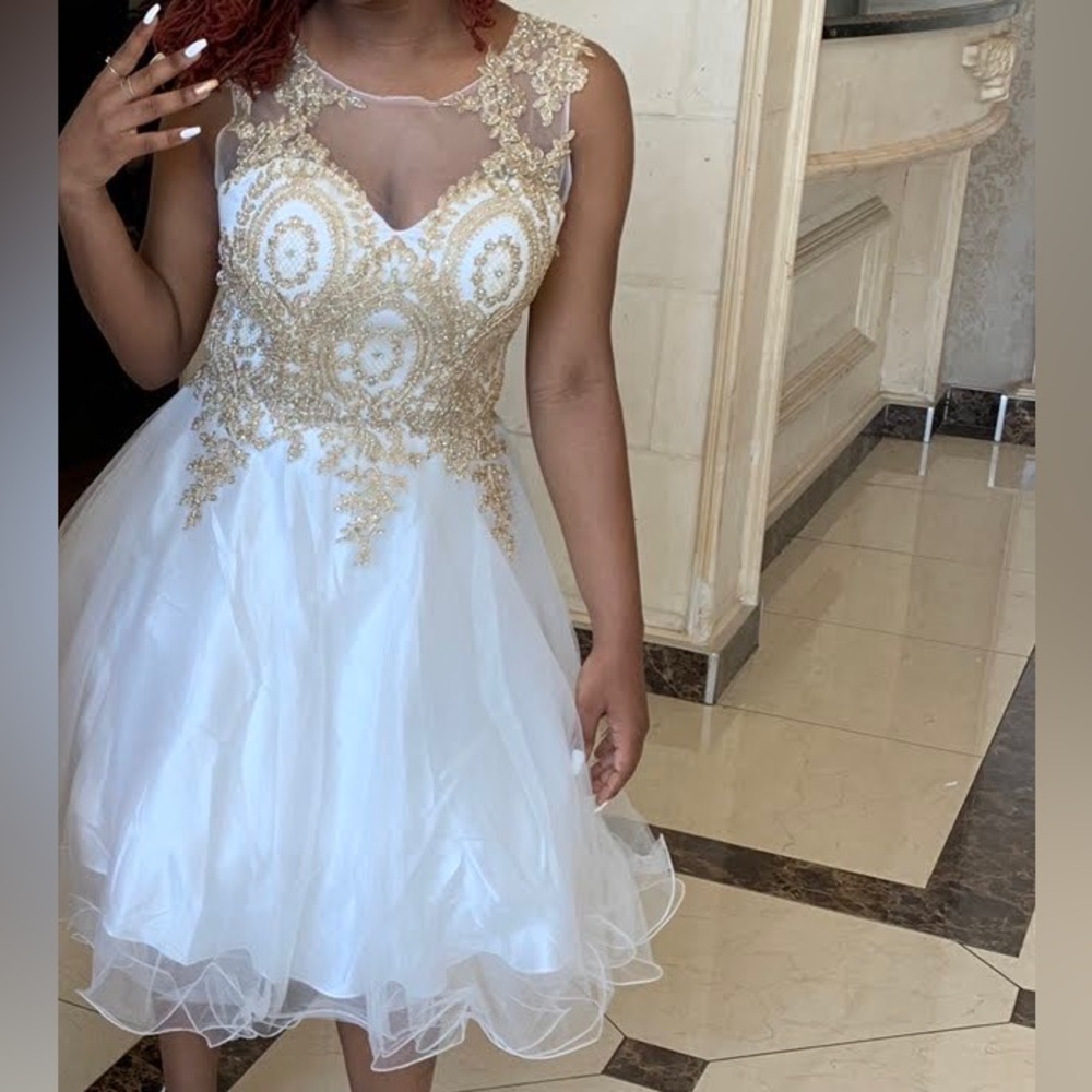 White/gold Formal Dress